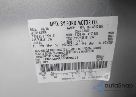 2018 Ford Police Interceptor from USA, damaged, VIN 1FM5K8AR4JGC95328